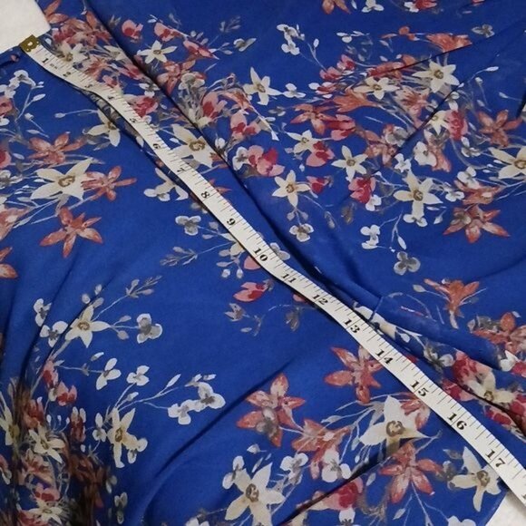 JH Blue Floral Pattern Sleeveless High Pleated Neck Dress Size 14 - Picture 9 of 10